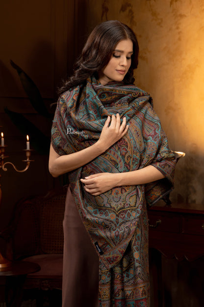 Pashtush India Womens Shawls Pashtush Womens Extra Fine Wool Shawl, Pasiley Design, Multicolour