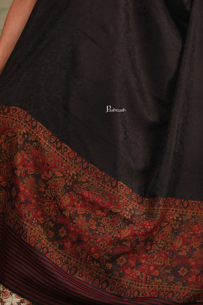 Pashtush India Womens Shawls Pashtush Womens Extra Fine Wool Shawl, Pasiley Palla Design, Black
