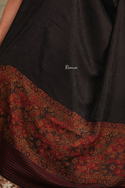 Pashtush India Womens Shawls Pashtush Womens Extra Fine Wool Shawl, Pasiley Palla Design, Black