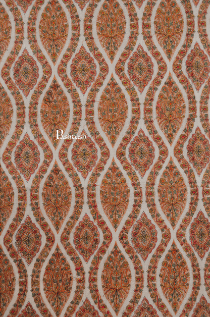 Pashtush India Womens Shawls Pashtush Womens Extra Fine Wool Shawl, Silky Embroidery Kashmiri Jaal Design, Taupe