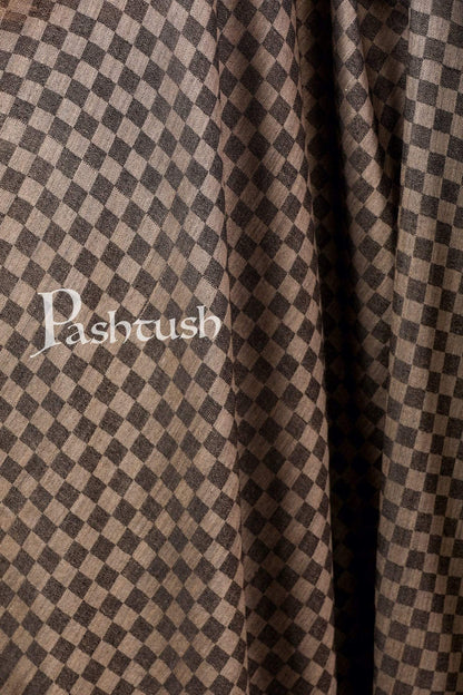Pashtush Shawl Store Shawl Pashtush Womens Extra Fine Wool Shawl, Soft and Warm, Black, Chess Checks ( Large Wrap Size )