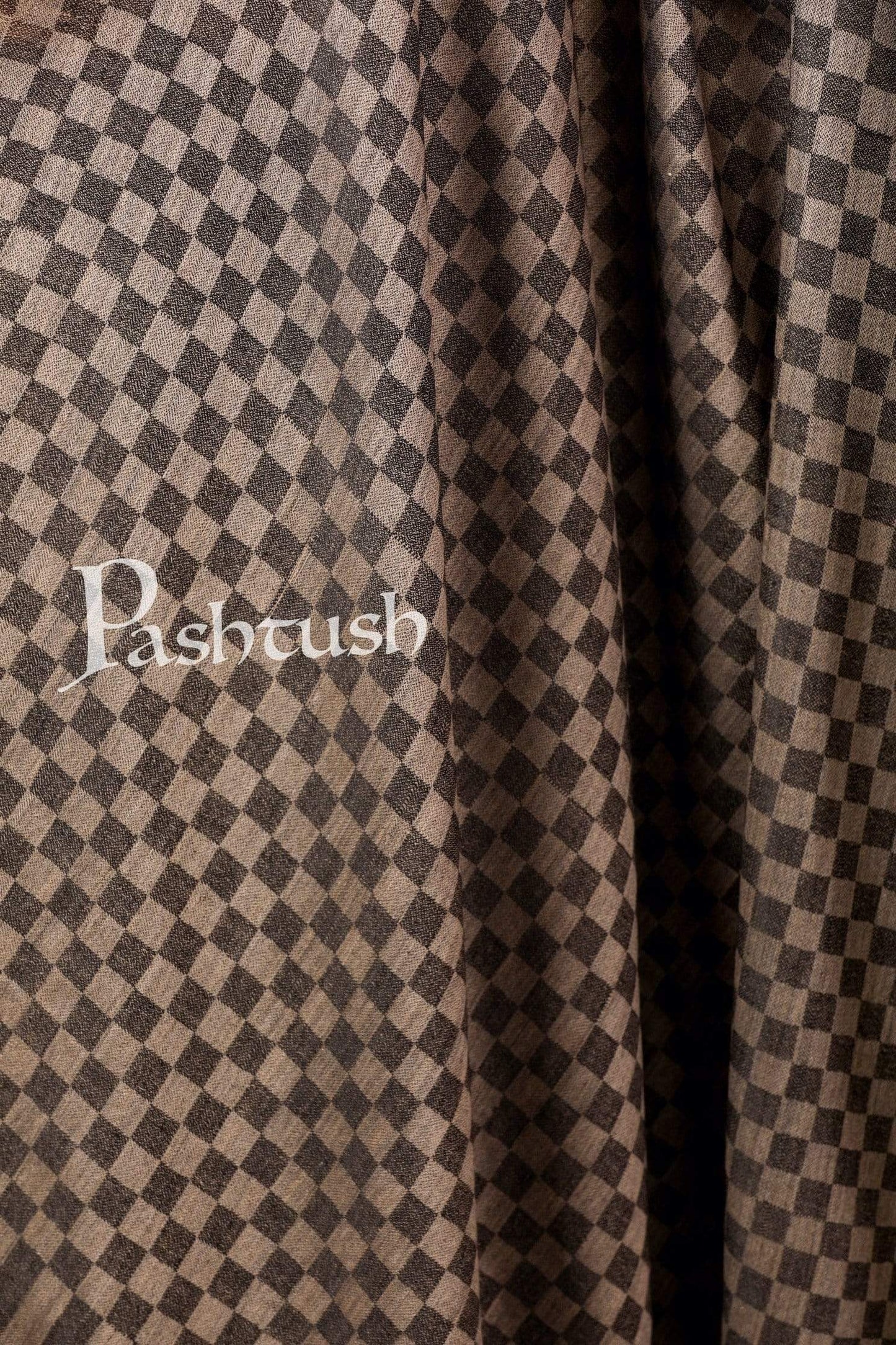 Pashtush Shawl Store Shawl Pashtush Womens Extra Fine Wool Shawl, Soft and Warm, Black, Chess Checks ( Large Wrap Size )