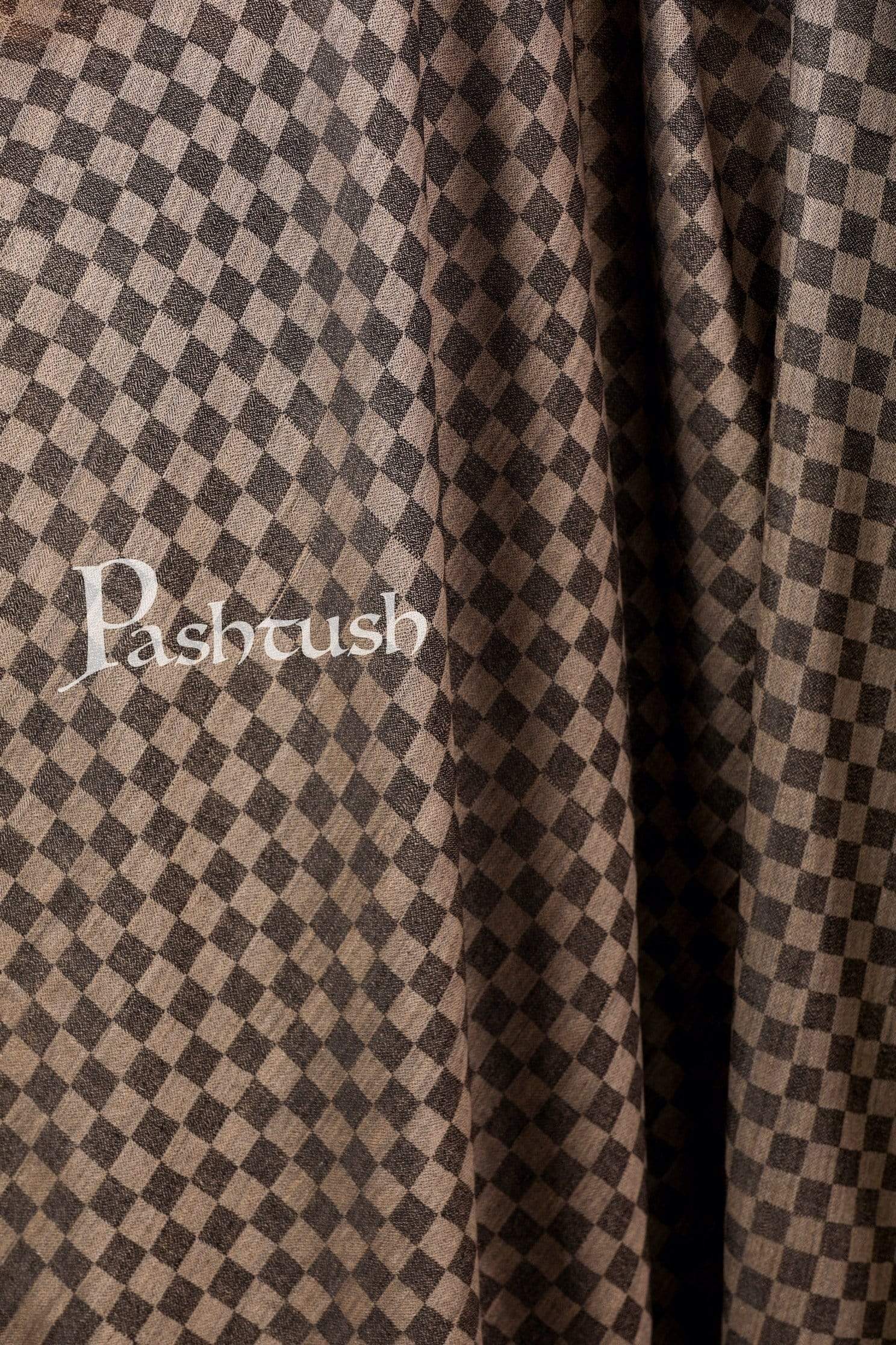 Pashtush Shawl Store Shawl Pashtush Womens Extra Fine Wool Shawl, Soft and Warm, Black, Chess Checks ( Large Wrap Size )