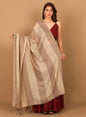 Pashtush Shawl Store Shawl Pashtush Womens Extra Fine Wool Shawl, Soft and Warm, Striped Beige, Large Size