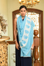 Pashtush India Womens Shawls Pashtush Womens Extra Fine Wool Shawl, Soft Tone On Tone Embroidery Design, Blue