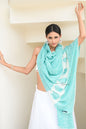 Pashtush India Womens Shawls Pashtush Womens Extra Fine Wool Shawl, Soft Tone On Tone Embroidery Design, Seagreen