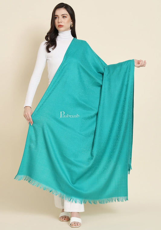 Pashtush India Womens Shawls Pashtush Womens Extra Fine Wool Shawl, Solid Arabic Sea Green