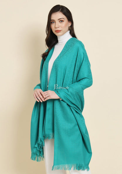 Pashtush India Womens Shawls Pashtush Womens Extra Fine Wool Shawl, Solid Arabic Sea Green