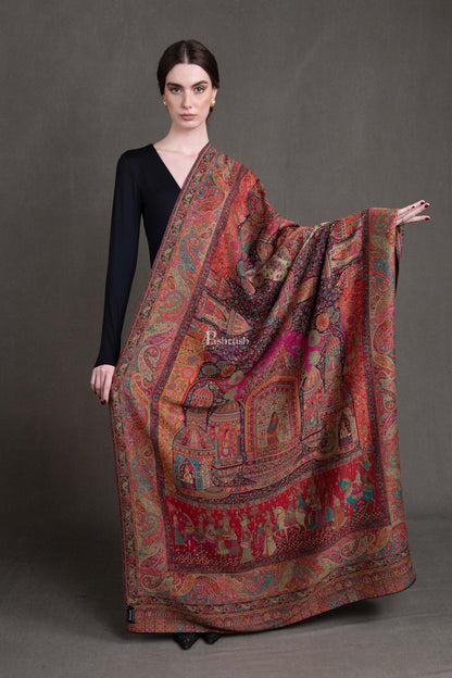 Pashtush India Womens Shawls Pashtush Womens Extra Fine Wool Shawl, The Doli Darbar - Royal Wedding Collection Design, Multicolour
