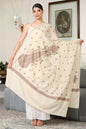 Pashtush India Womens Shawls Pashtush Womens Extra Fine Wool Shawl, Tone And Tone Ambi Design, Ivory