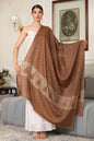 Pashtush India Womens Shawls Pashtush Womens Extra Fine Wool Shawl, Tone On Tone Embroidery Design, Brown