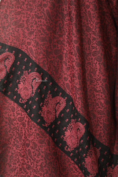 Pashtush India Womens Shawls Pashtush Womens Extra Fine Wool Shawl, Tone On Tone Embroidery Design, Rose