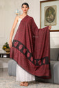 Pashtush India Womens Shawls Pashtush Womens Extra Fine Wool Shawl, Tone On Tone Embroidery Design, Rose