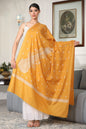 Pashtush India Womens Shawls Pashtush Womens Extra Fine Wool Shawl, Tone On Tone Embroidery Large Paisleys Design, Mustard