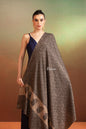 Pashtush India Womens Shawls Pashtush Womens Extra Fine Wool Shawl, Tone On Tone Palla Embroidery Design, Black