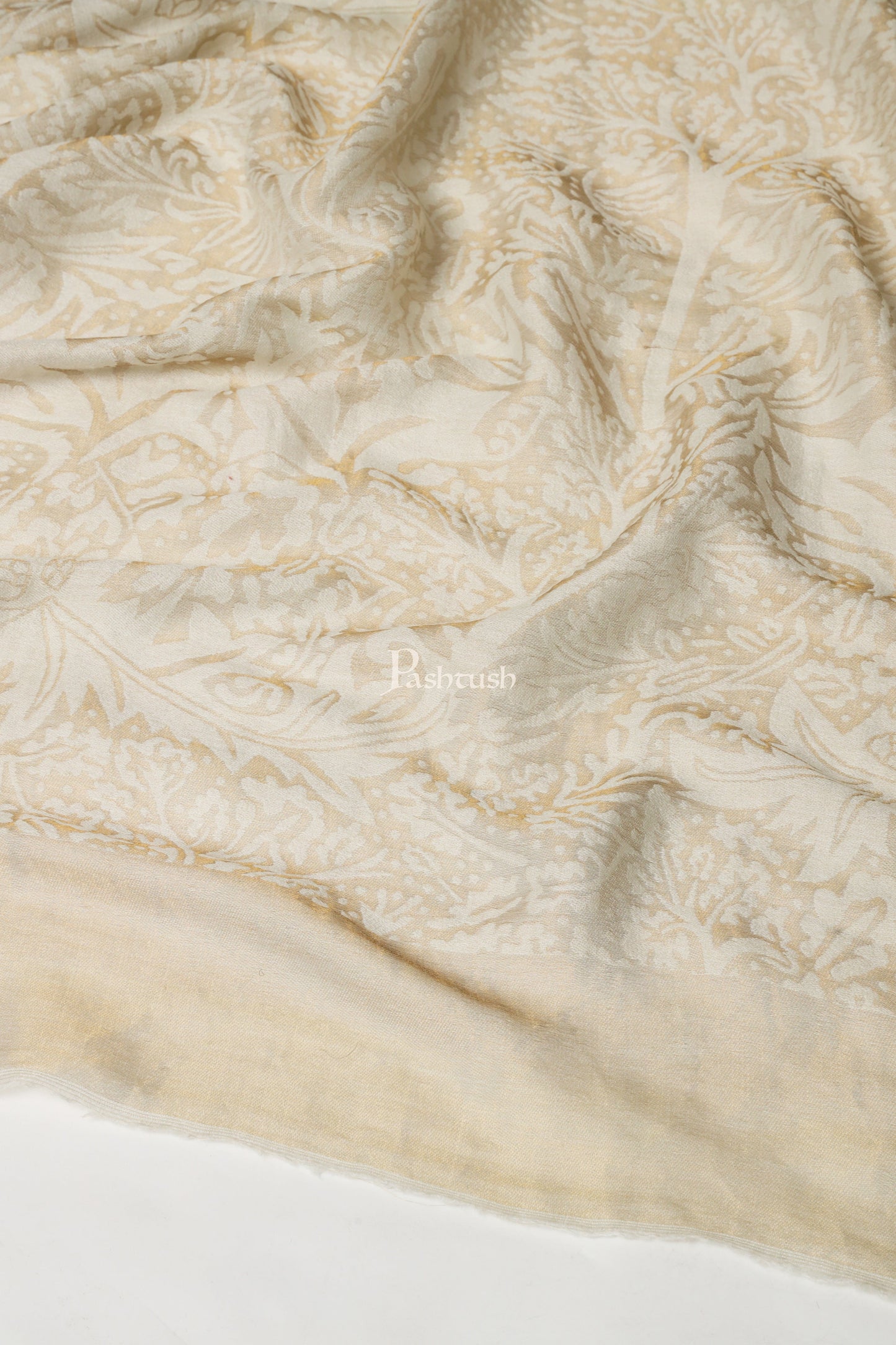Pashtush India Womens Shawls Pashtush Womens Extra Fine Wool Shawl, Twilight Reversible Design, Ivory