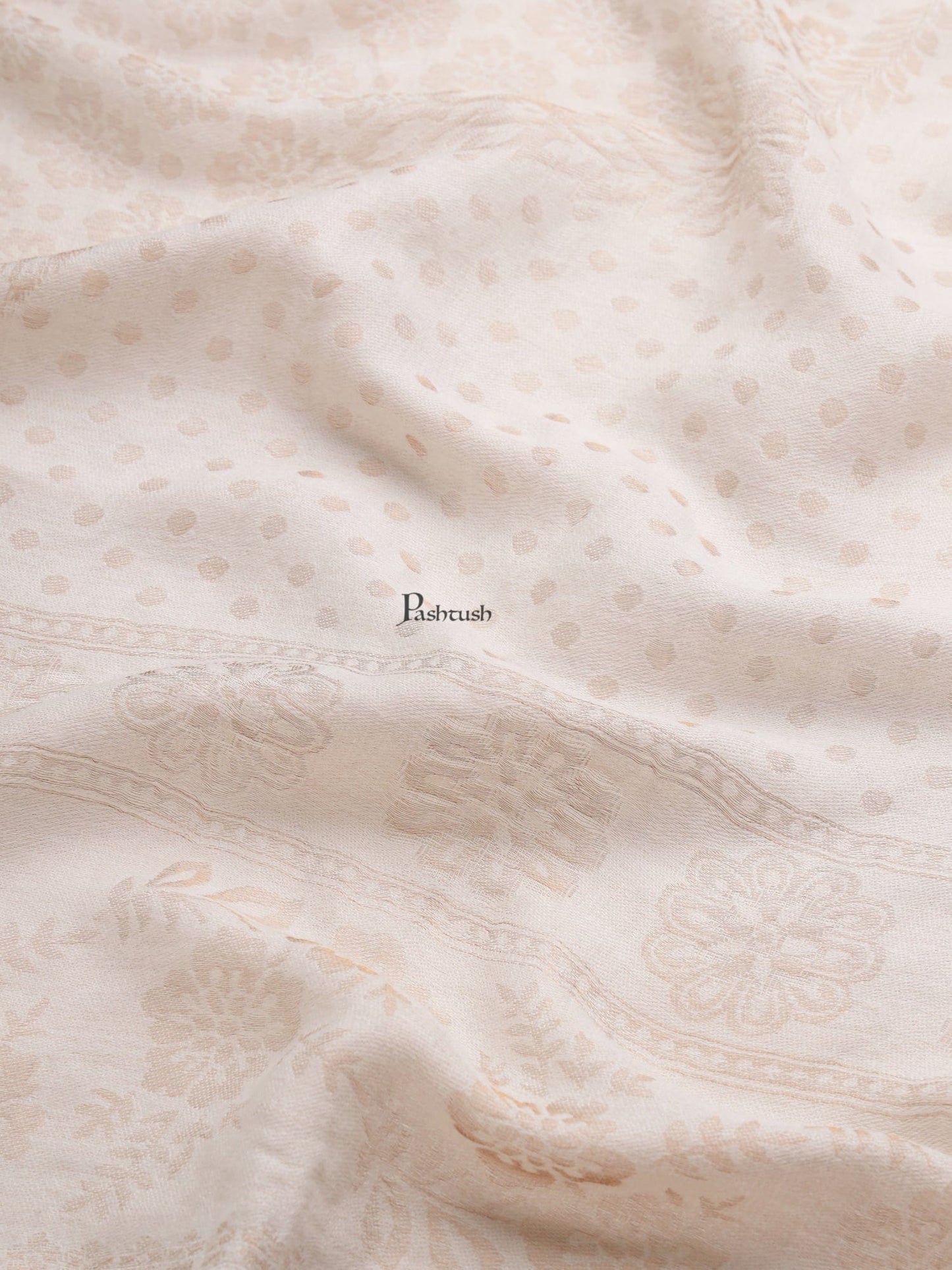 Pashtush India Womens Shawls Pashtush Womens Extra Fine Wool Shawl, Twilight Reversible Design, Ivory