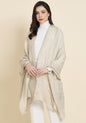 Pashtush India Womens Shawls Pashtush Womens Extra Fine Wool Shawl, Twilight Reversible Design, Ivory