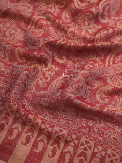 Pashtush India Womens Shawls Pashtush Womens Extra Fine Wool Shawl, Twilight Reversible Design, Maroon