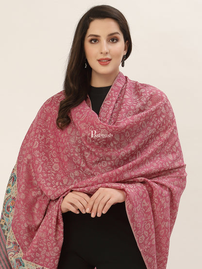 Pashtush India Womens Shawls Pashtush Womens Extra Fine Wool Shawl, With Embroidered Ethnic Palla , Soft and Warm