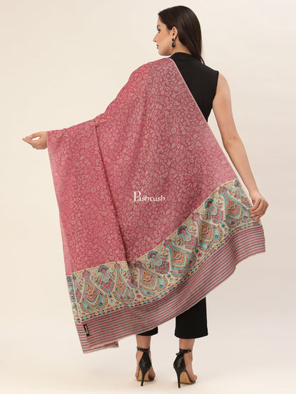 Pashtush India Womens Shawls Pashtush Womens Extra Fine Wool Shawl, With Embroidered Ethnic Palla , Soft and Warm