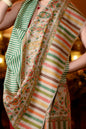Pashtush India Womens Shawls Pashtush Womens Extra Fine Wool Shawl, With Paisley Weave Palla, Green
