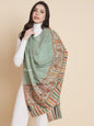 Pashtush India Womens Shawls Pashtush Womens Extra Fine Wool Shawl, With Paisley Weave Palla, Green