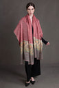 Pashtush India Womens Shawls Pashtush Womens Extra Fine Wool Shawl, Woven Ethnic Palla Design, Rose