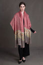 Pashtush India Womens Shawls Pashtush Womens Extra Fine Wool Shawl, Woven Ethnic Palla Design, Rose