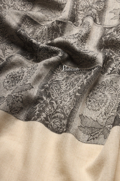 Pashtush India Womens Stoles and Scarves Scarf Pashtush Womens Extra Fine Wool Stole, Checkered Design, Black And Beige