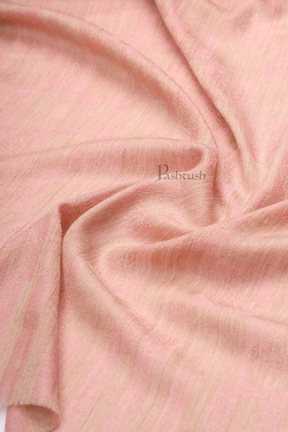 Pashtush India Womens Stoles and Scarves Scarf Pashtush Womens Extra Fine Wool Stole, Checkered Design, Pink