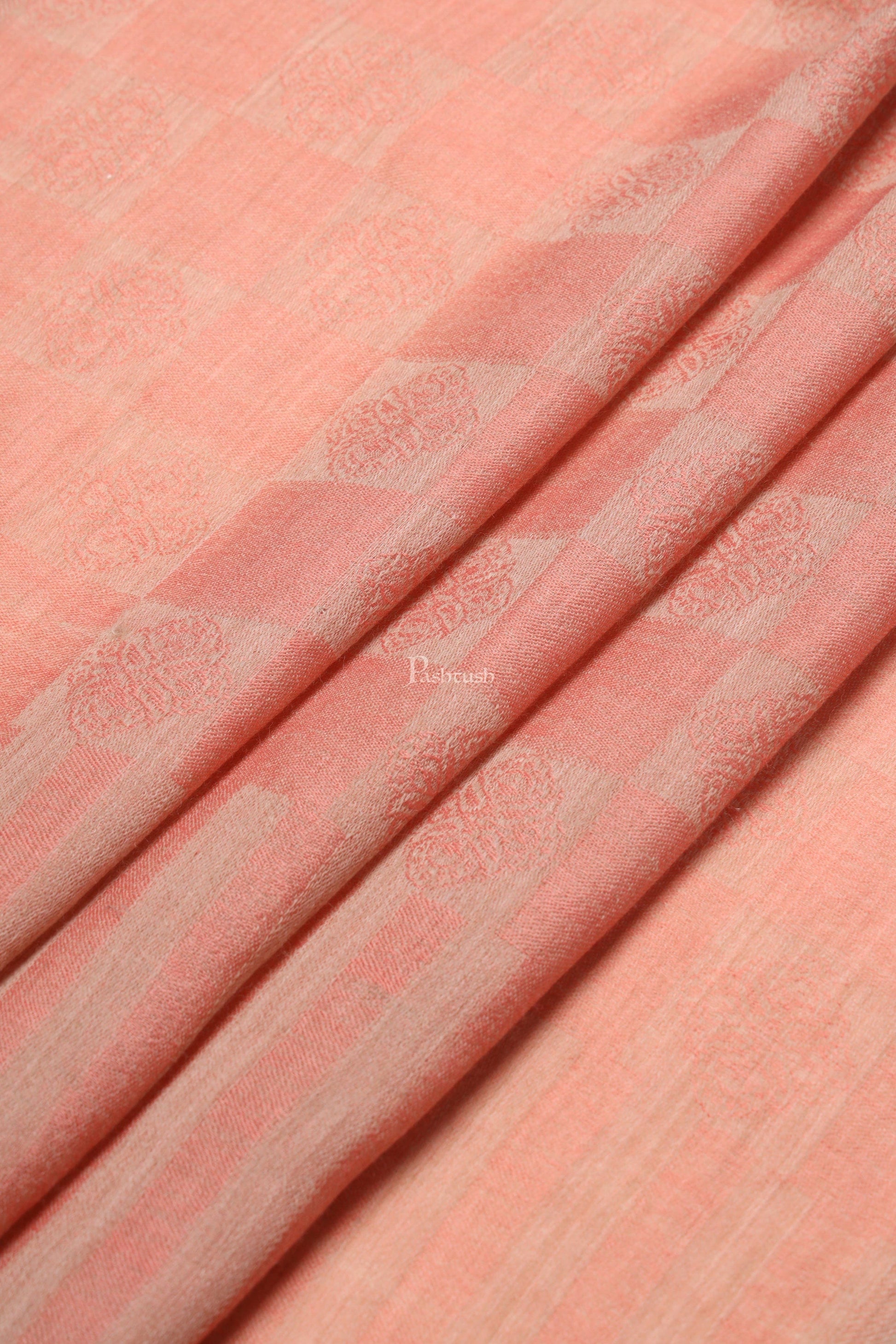Pashtush India Womens Stoles Pashtush Womens Extra Fine Wool Stole, Checkered Weave Design, Pink