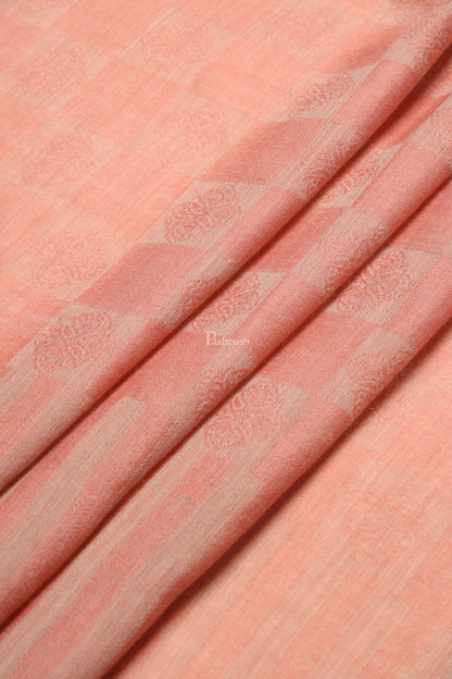 Pashtush India Womens Stoles Pashtush Womens Extra Fine Wool Stole, Checkered Weave Design, Pink