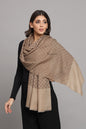 Pashtush India Womens Stoles Pashtush Womens Extra Fine Wool Stole, Checkered Weave Design, Taupe