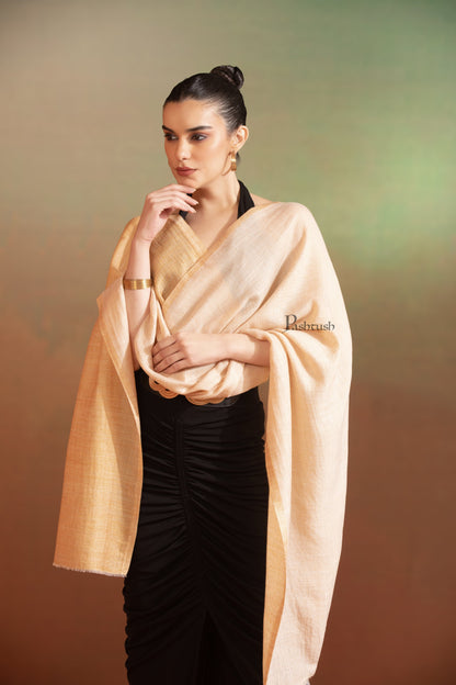 Pashtush India Womens Stoles and Scarves Scarf Pashtush Womens Extra Fine Wool Stole, Design, Grey Gold