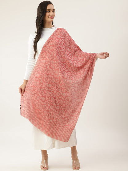 Pashtush India Womens Stoles and Scarves Scarf Pashtush womens Extra Fine Wool Stole, floral design, Rose