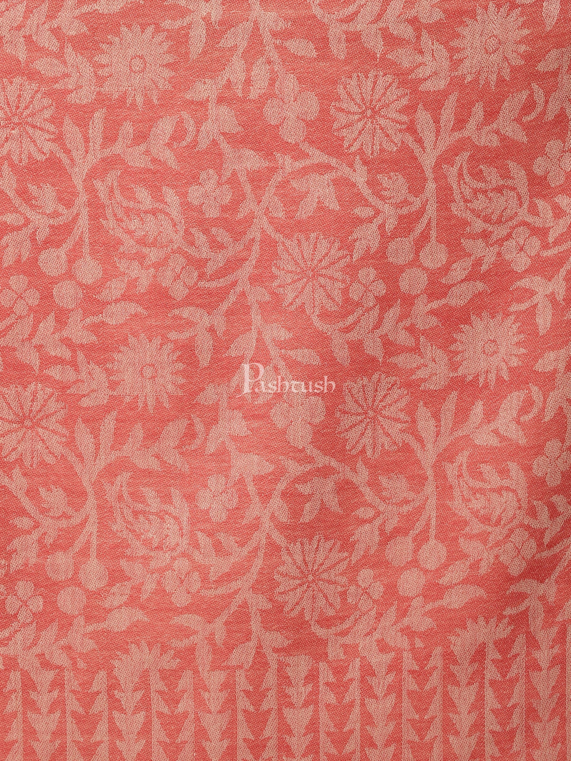 Pashtush India Womens Stoles and Scarves Scarf Pashtush womens Extra Fine Wool Stole, floral design, Rose