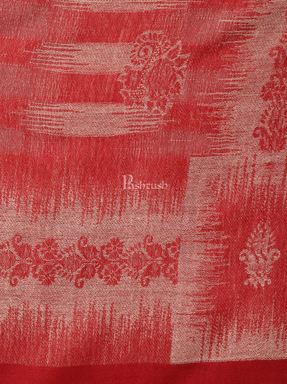 Pashtush India Womens Stoles and Scarves Scarf Pashtush womens Extra Fine Wool Stole, ikkat design, Maroon