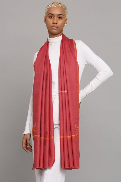 Pashtush India Womens Stoles Pashtush Womens Extra Fine Wool Stole, Kashmiri Hand Embroidery, Kingri Design, Morning Rose
