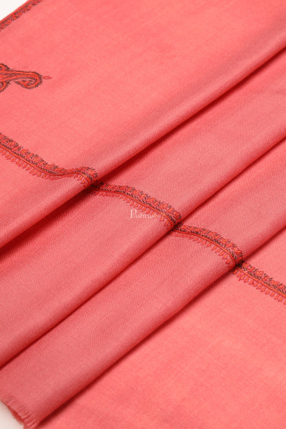 Pashtush India Womens Stoles Pashtush Womens Extra Fine Wool Stole, Kashmiri Hand Embroidery, Kingri Design, Pink