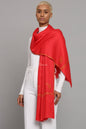 Pashtush India Womens Stoles Pashtush Womens Extra Fine Wool Stole, Kashmiri Hand Embroidery, Kingri Design, Red
