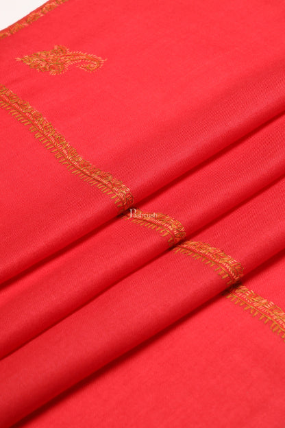 Pashtush India Womens Stoles Pashtush Womens Extra Fine Wool Stole, Kashmiri Hand Embroidery, Kingri Design, Red