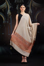 Pashtush India womens scarf and Stoles Pashtush Womens Extra Fine Wool Stole, Paisley Palla Design, Beige