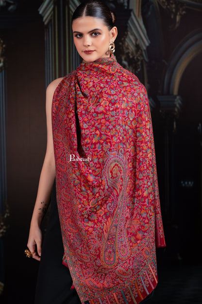 Pashtush India Womens Shawls Pashtush Womens Extra Fine Wool Stole, Paisley Weave Design, Crimson Maroon