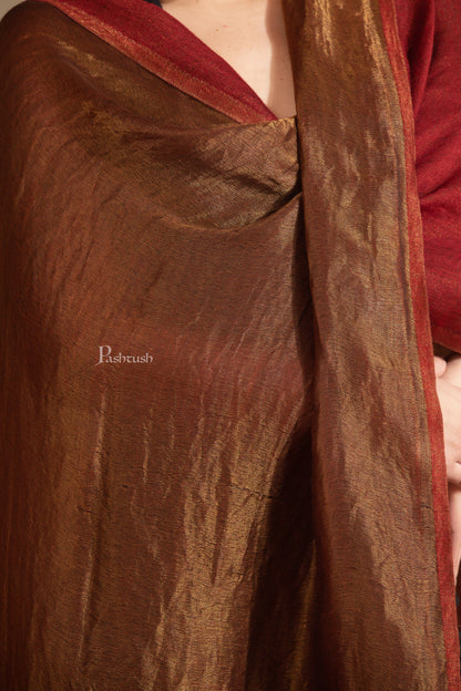 Pashtush India Womens Stoles and Scarves Scarf Pashtush Womens Extra Fine Wool Stole, Reversible Zari Design, Maroon