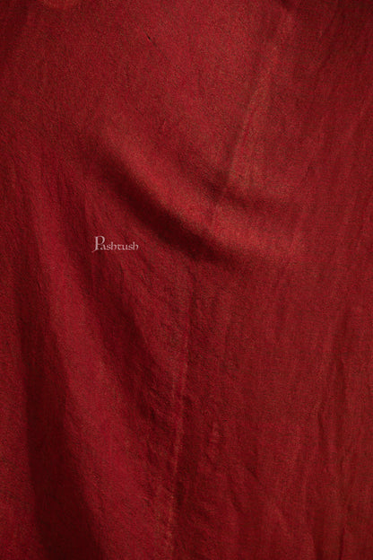 Pashtush India Womens Stoles and Scarves Scarf Pashtush Womens Extra Fine Wool Stole, Reversible Zari , Maroon