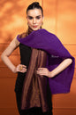 Pashtush India Womens Stoles and Scarves Scarf Pashtush Womens Extra Fine Wool Stole, Reversible Zari , Purple