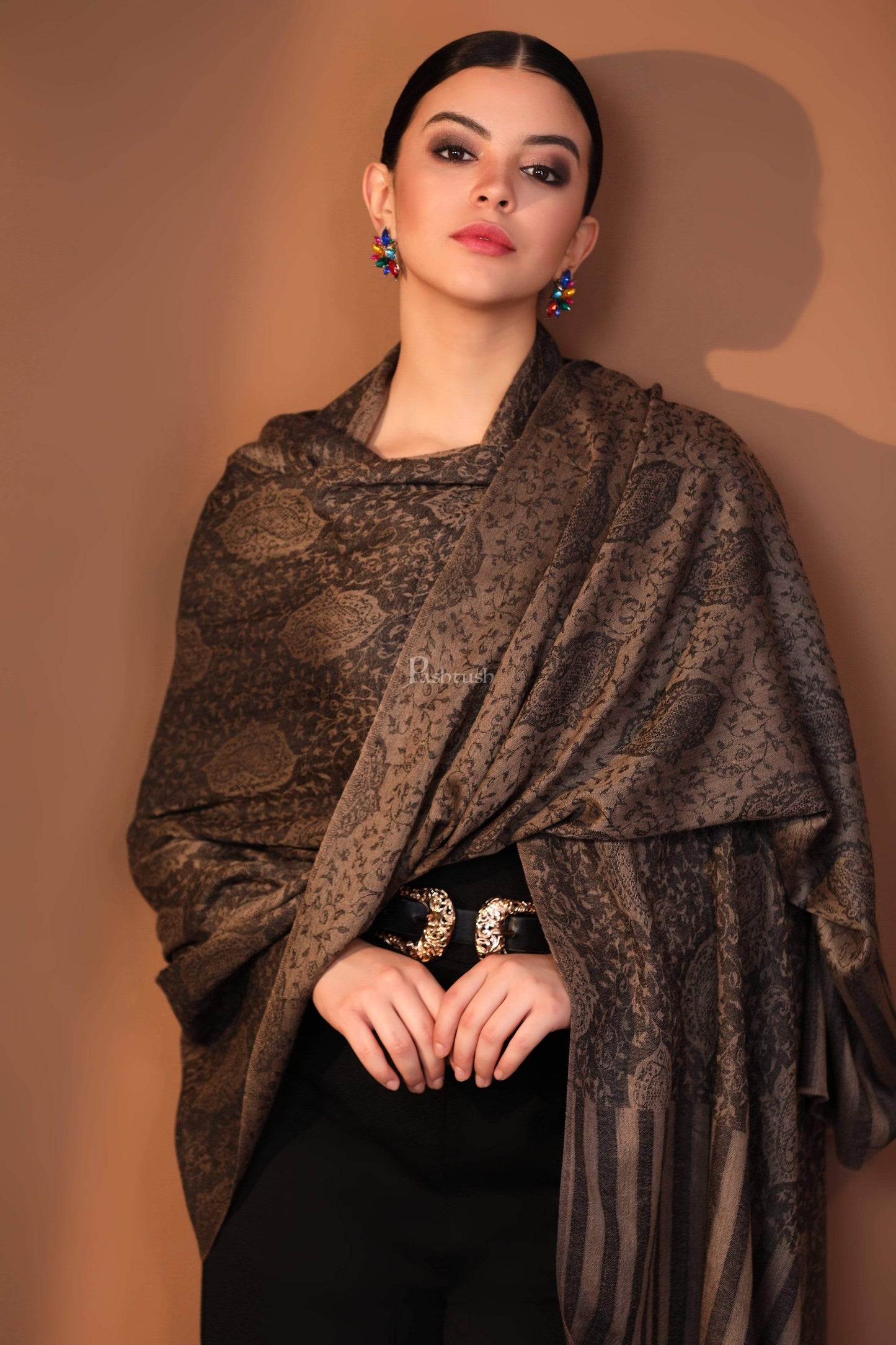 Pashtush India 70x200 Pashtush Womens Extra Fine Wool Stole, Soft, Warm and Light Weight