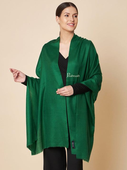 Pashtush India Womens Stoles and Scarves Scarf Pashtush Womens Extra Fine Wool Stole, Solid Design, Green