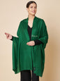 Pashtush India Womens Stoles and Scarves Scarf Pashtush Womens Extra Fine Wool Stole, Solid Design, Green